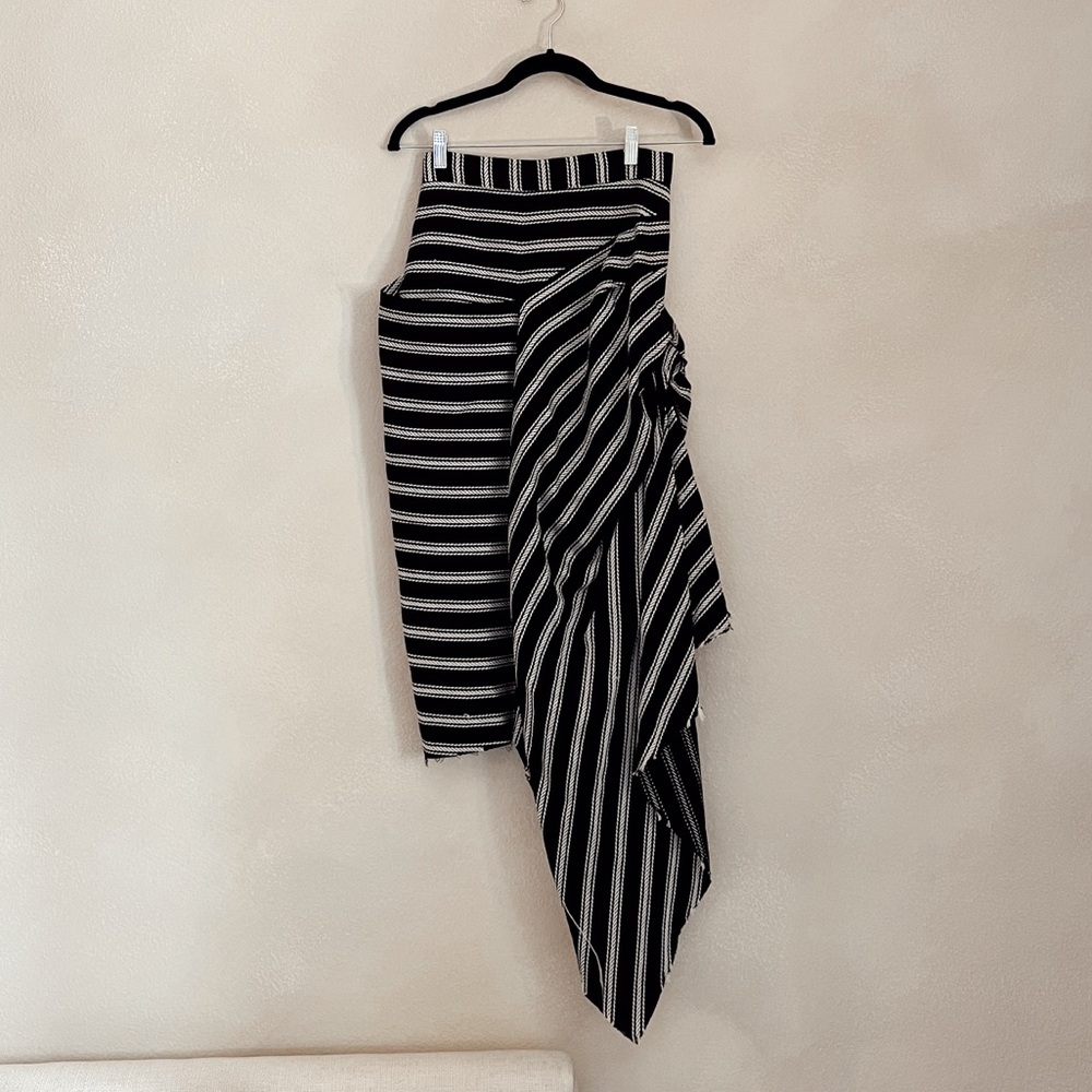 ACLER Black + White Stripe Asymmetric Skirt